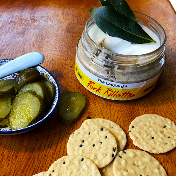 Free-range Pork Rillettes with Pickles and Rice Crackers